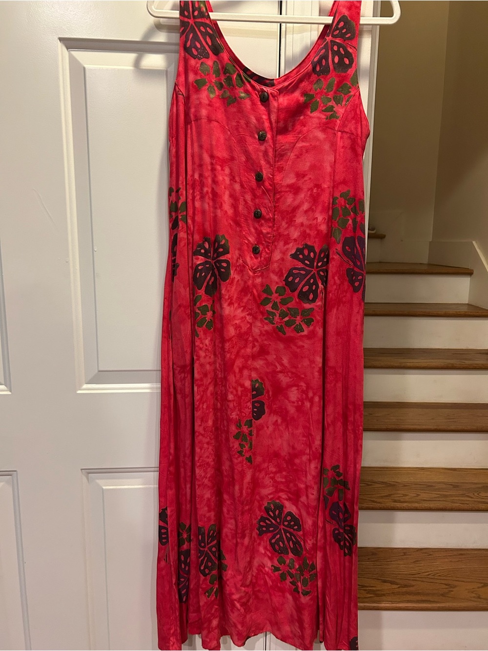 Made in Hawaii Sunny Pink Floral Button-Front Maxi Dress size Medium
